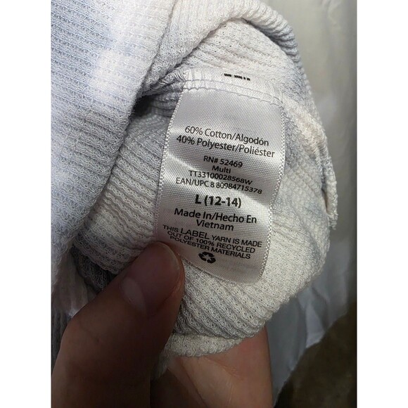 Time and Tru Women's Long Sleeve Waffle Knit Tie Dye Thermal Shirt L - Picture 3 of 5